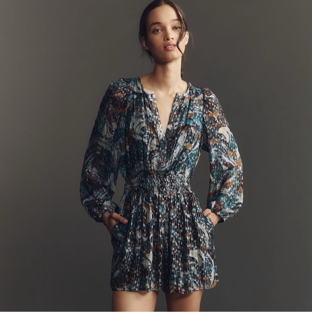 NWT! Anthropologie The Somerset Long-Sleeve Romper - Multiple 🫖🧁